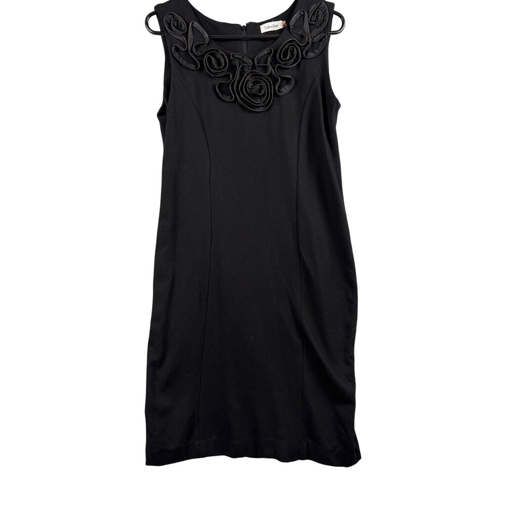 Calvin Klein Zipper Rosette Design Sheath Dress – Black – Size 12